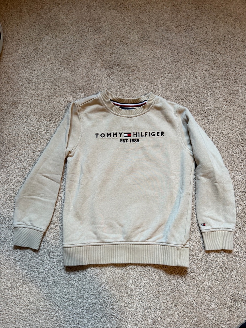 Tommy Hilfiger Men's Cream Crewneck with Embroidered Logo
